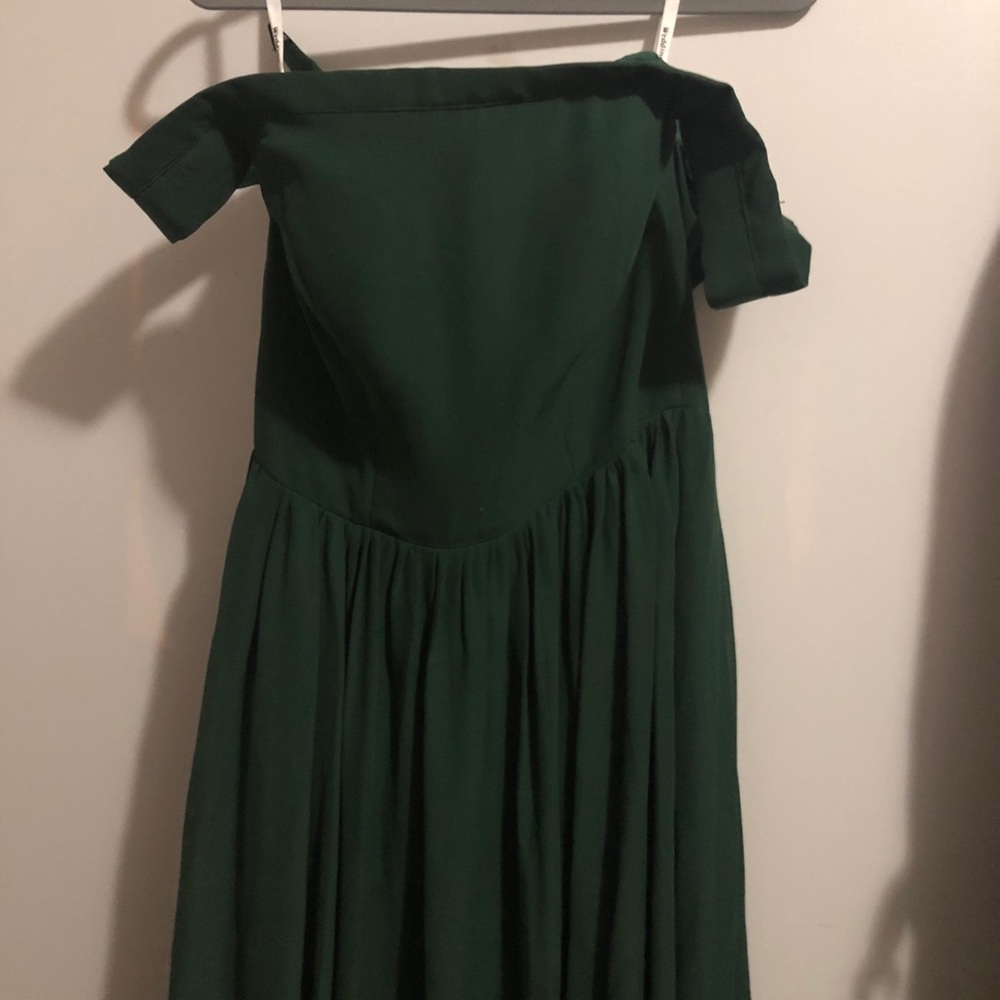 Off Shoulder Green Formal Dress w/ lace up back!